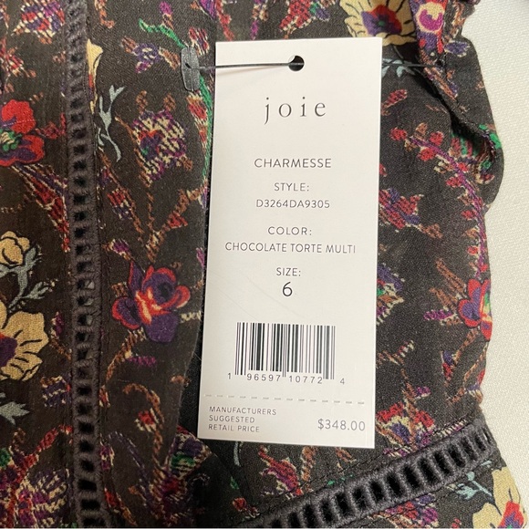 NWT New $348 Joie Charmesse Cotton Printed Mini Dress Size 6 - Picture 6 of 14